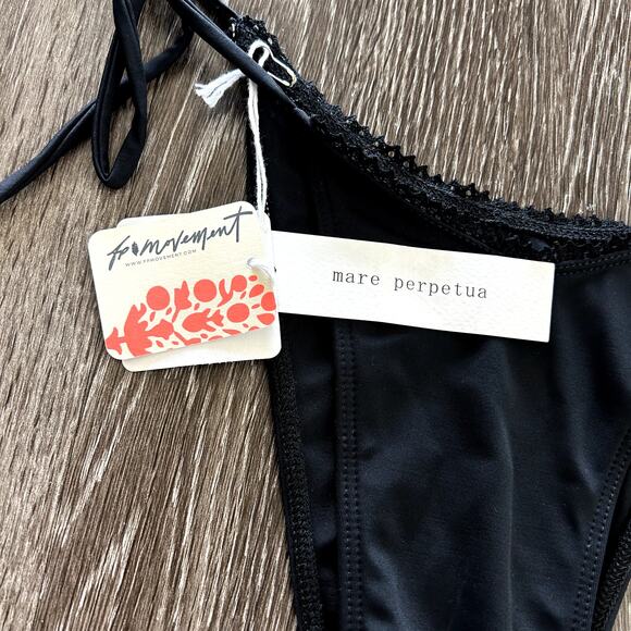 NWT Mare Perpetua Free People Dusk Black String Bikini Bottoms Size Medium Swim - Picture 4 of 16